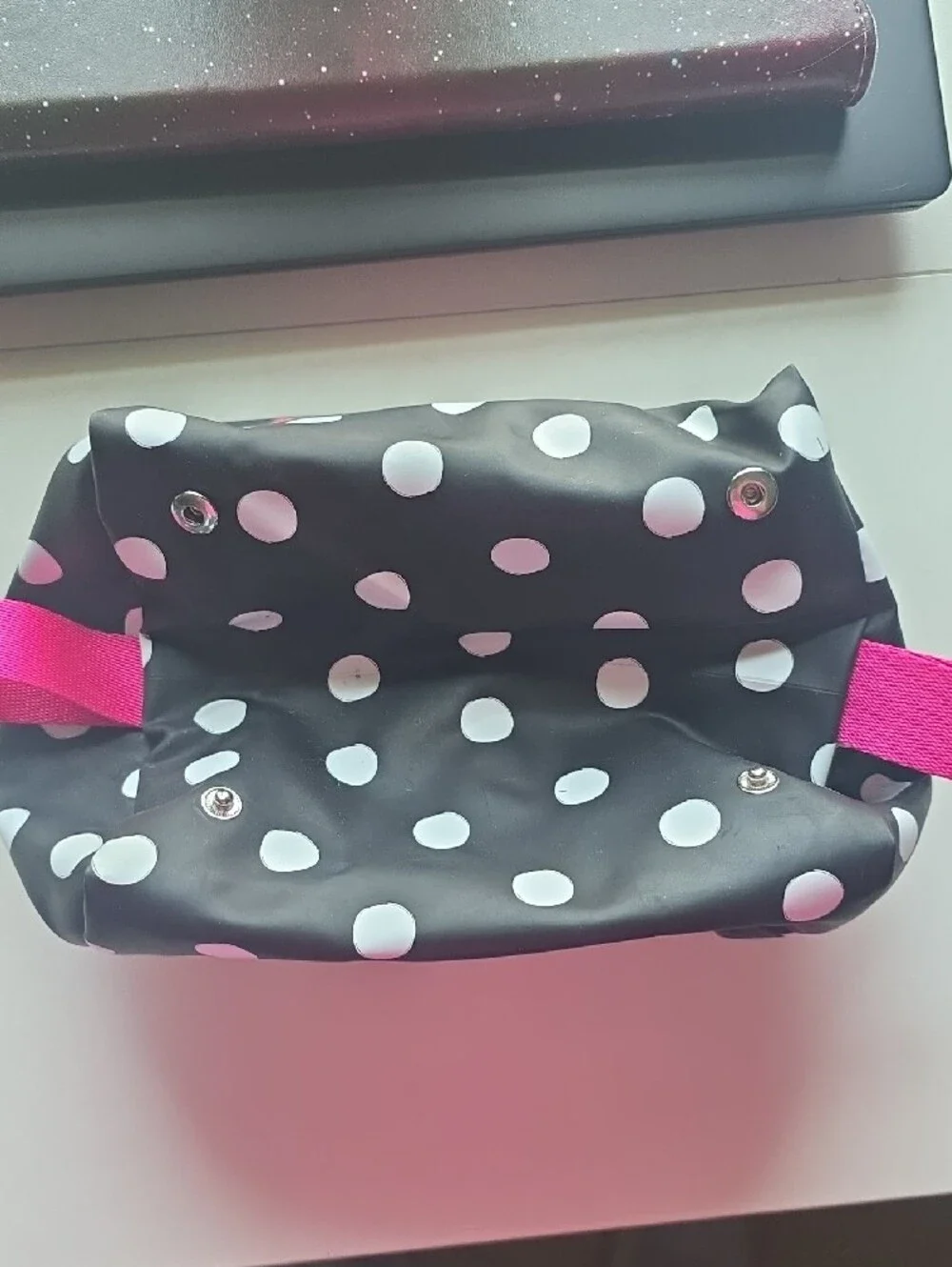 PINK Victoria's Secret Black Polka Dot Cosmetic Bag with Pink Logo
